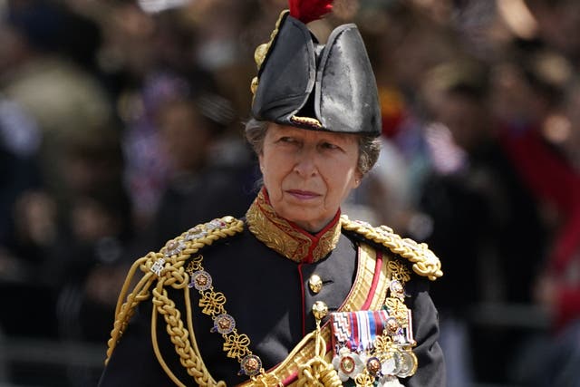 The Princess Royal takes part in the Royal Procession after the Trooping the Colour on day one of the Platinum Jubilee celebrations in 2022 (Andrew Matthews/PA)