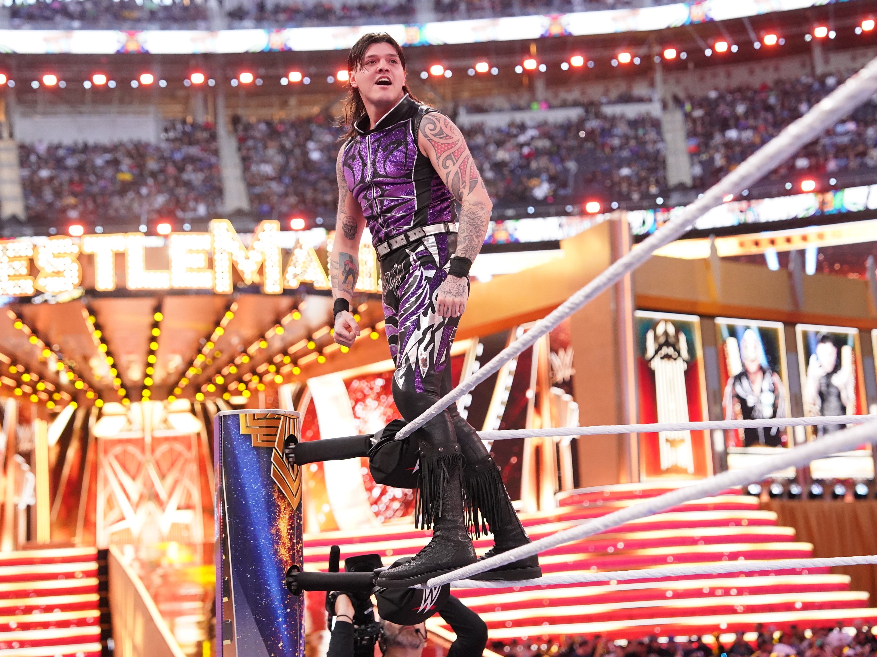Dominik Mysterio at WrestleMania 39 this month