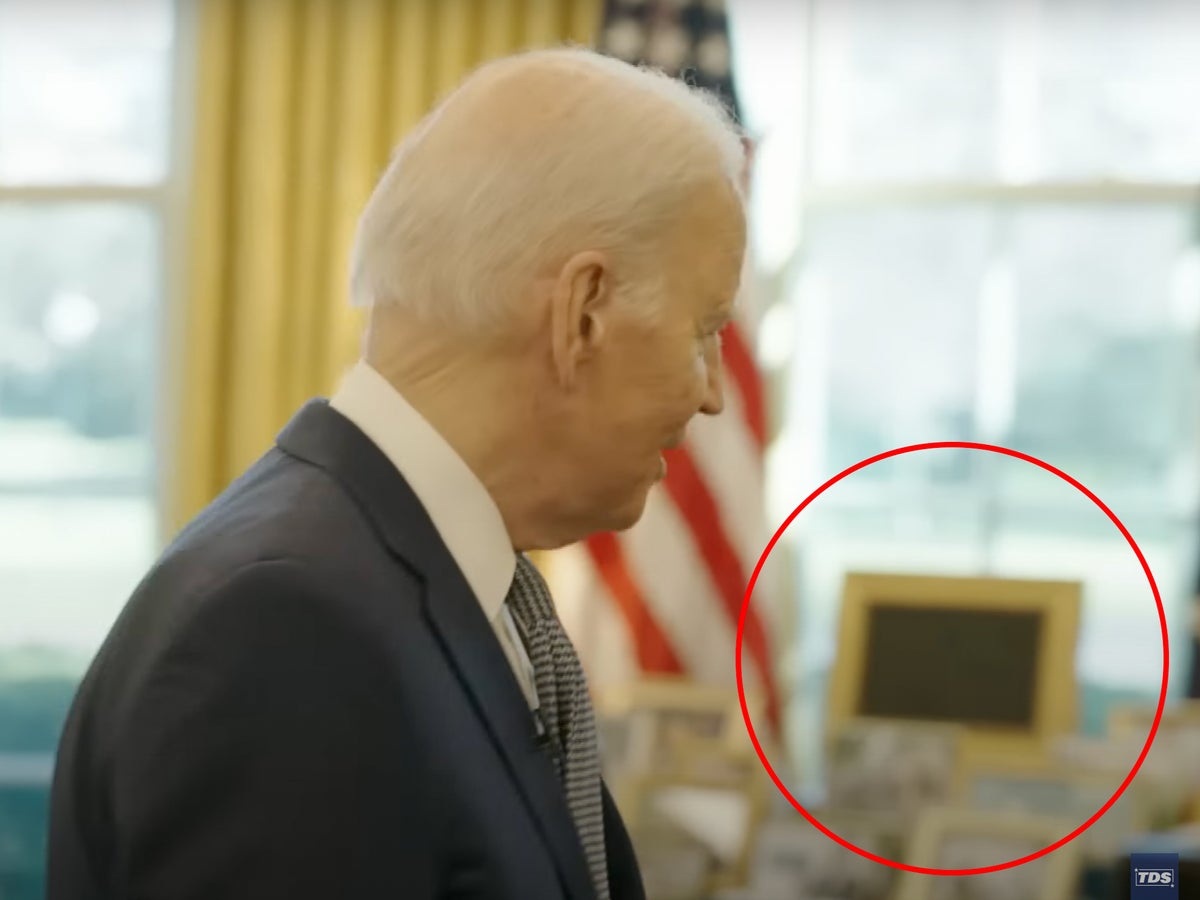 Joe Biden keeps a small TV in a picture frame in the Oval Office