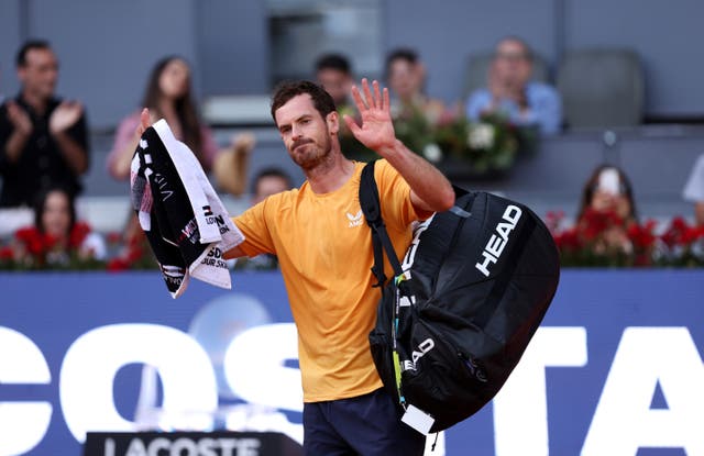 <p>Murray after his first-round exit at the Madrid Open </p>