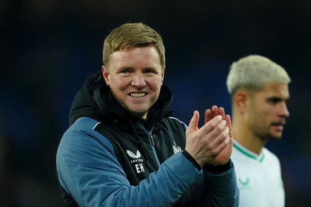 Eddie Howe saw Newcastle storm to victory at Everton (Peter Byrne/PA)