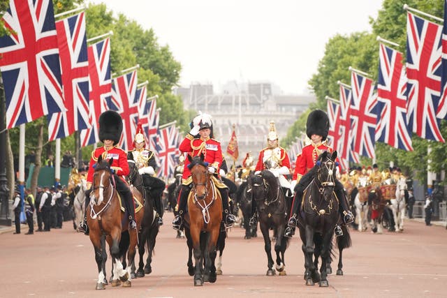 The military procession during the Platinum Jubilee Pageant (Jonathan Brady/PA)