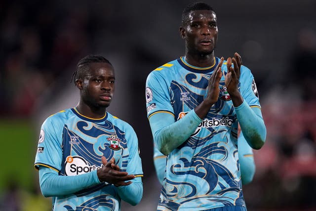 Kamaldeen Sulemana, left, and Paul Onuachu, right, have made little impact since joining Southampton in January (John Walton/PA)