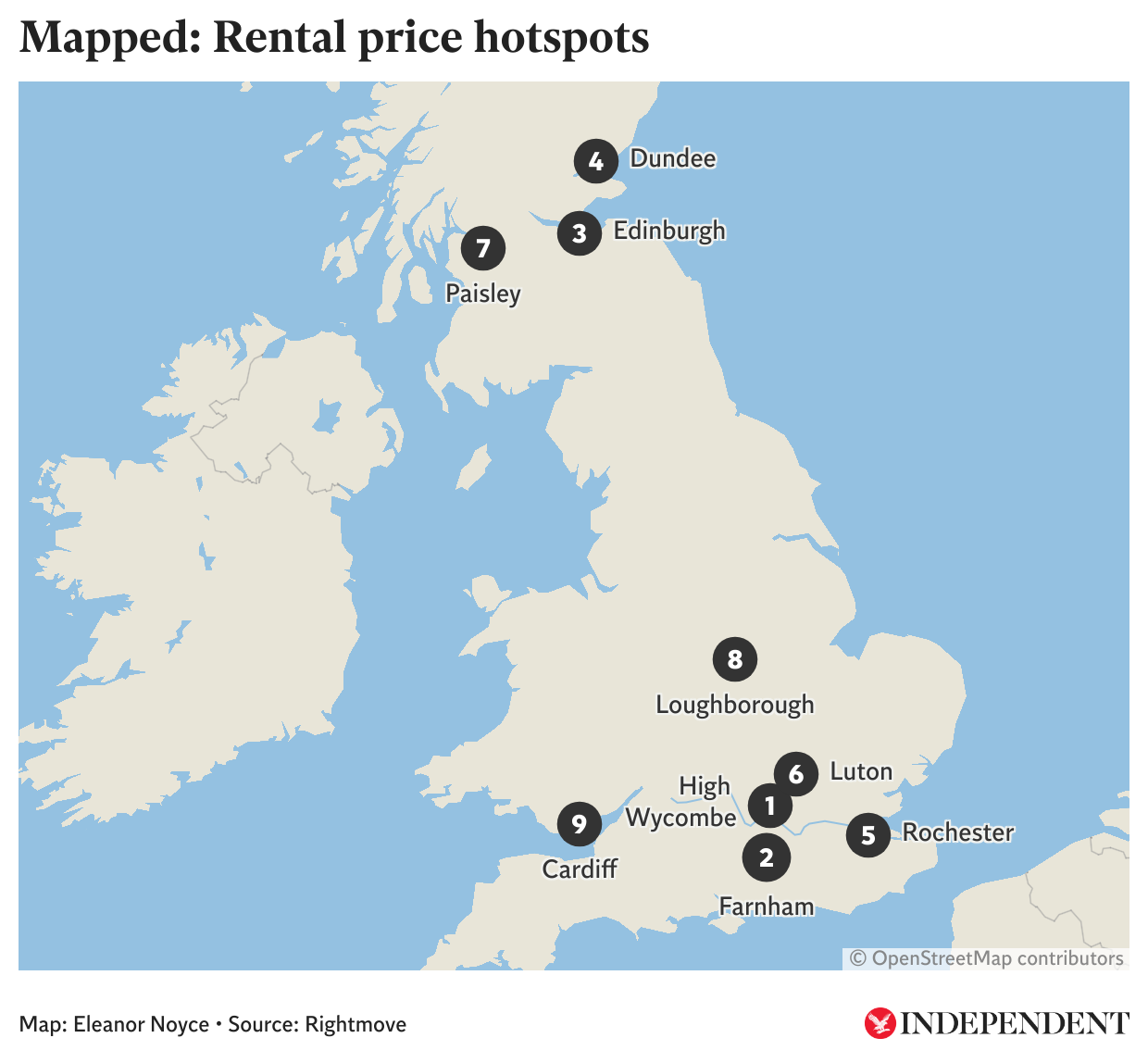 Mapped: Rental price hotspots with the largest annual increases