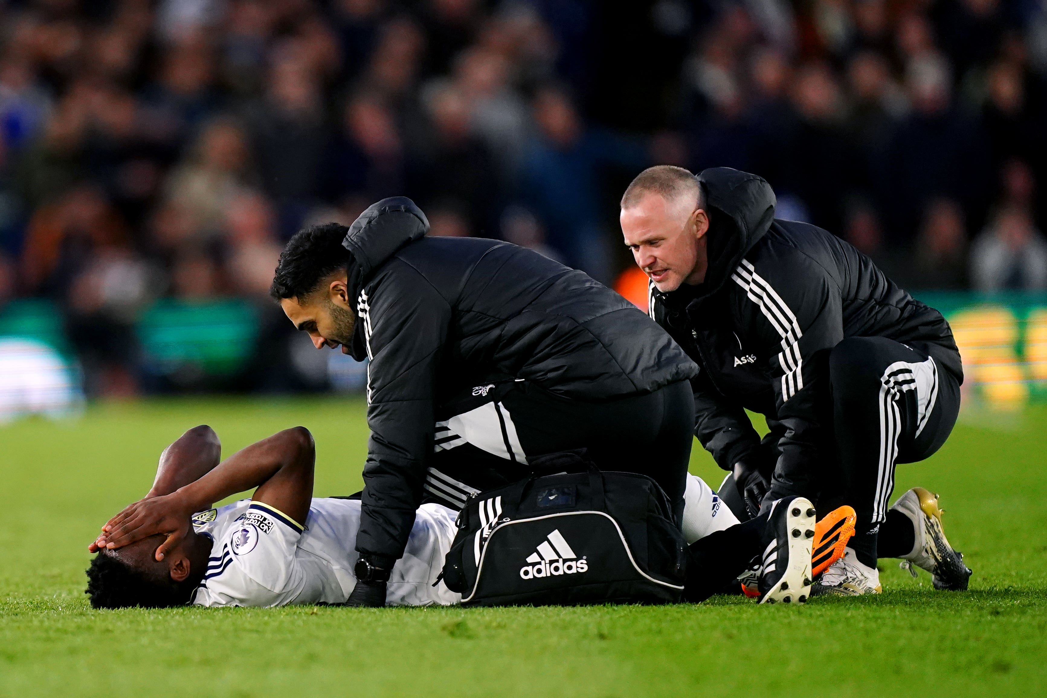 Luis Sinisterra will play no further part for Leeds this season after injuring his ankle against Leicester (Mike Egerton/PA)