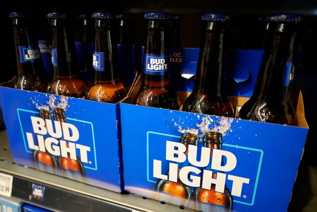 <p>Bottles of Bud Light at an American grocery store </p>