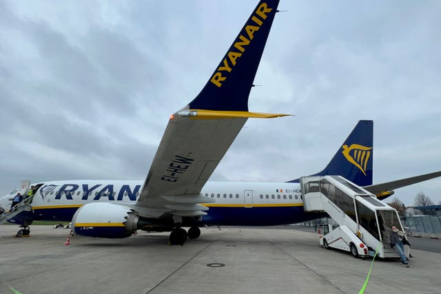 <p>Star turn? Ryanair Boeing 737 Max, with eight extra seats fitted in</p>