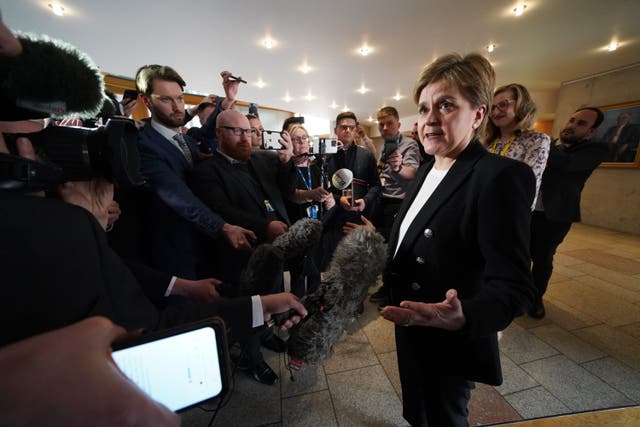 Nicola Sturgeon’s appearance at the Scottish Parliament this week was ‘calculated’, Scottish Conservative leader Douglas Ross claimed (Andrew Milligan/PA)