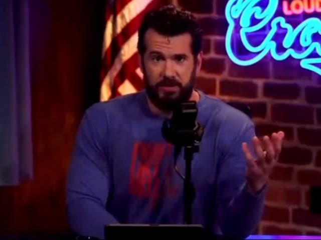 <p>Conservative podcaster Steven Crowder announcing his divorce on his ‘Louder with Crowder’ show</p>