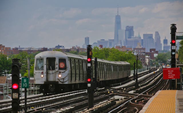 <p>A subway surfer was killed on Tuesday morning after he was spotted hanging off the side of a crowded Brooklyn train</p>