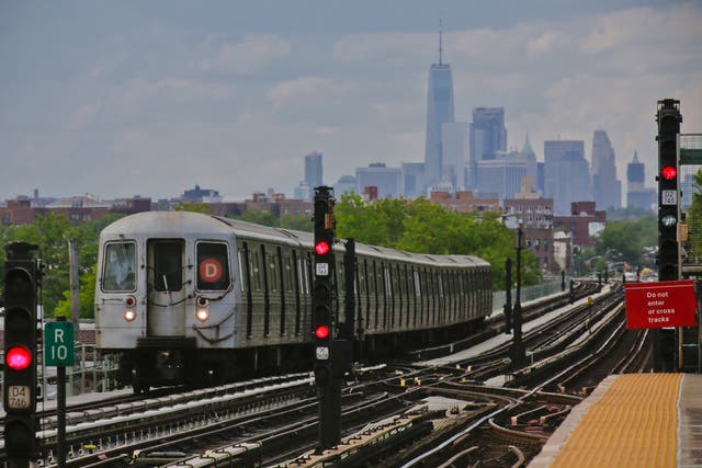 <p>A subway surfer was killed on Tuesday morning after he was spotted hanging off the side of a crowded Brooklyn train</p>