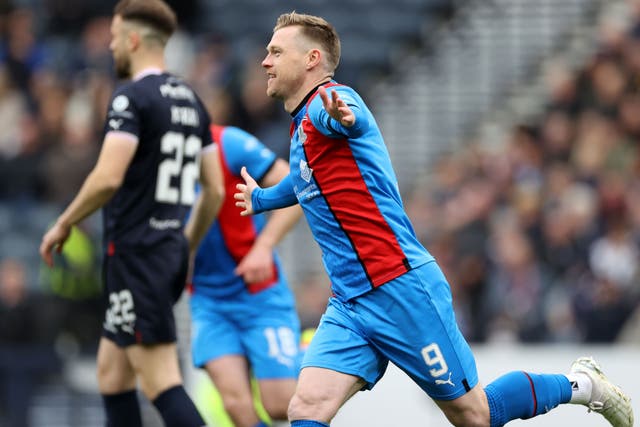 Inverness’ Billy Mckay nets his penalty against Falkirk (Steve Welsh/pa)