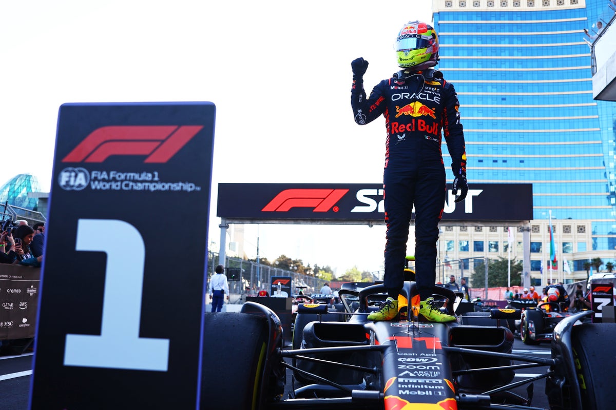 Sergio Perez wins sprint race at Azerbaijan Grand Prix as Max Verstappen vents fury