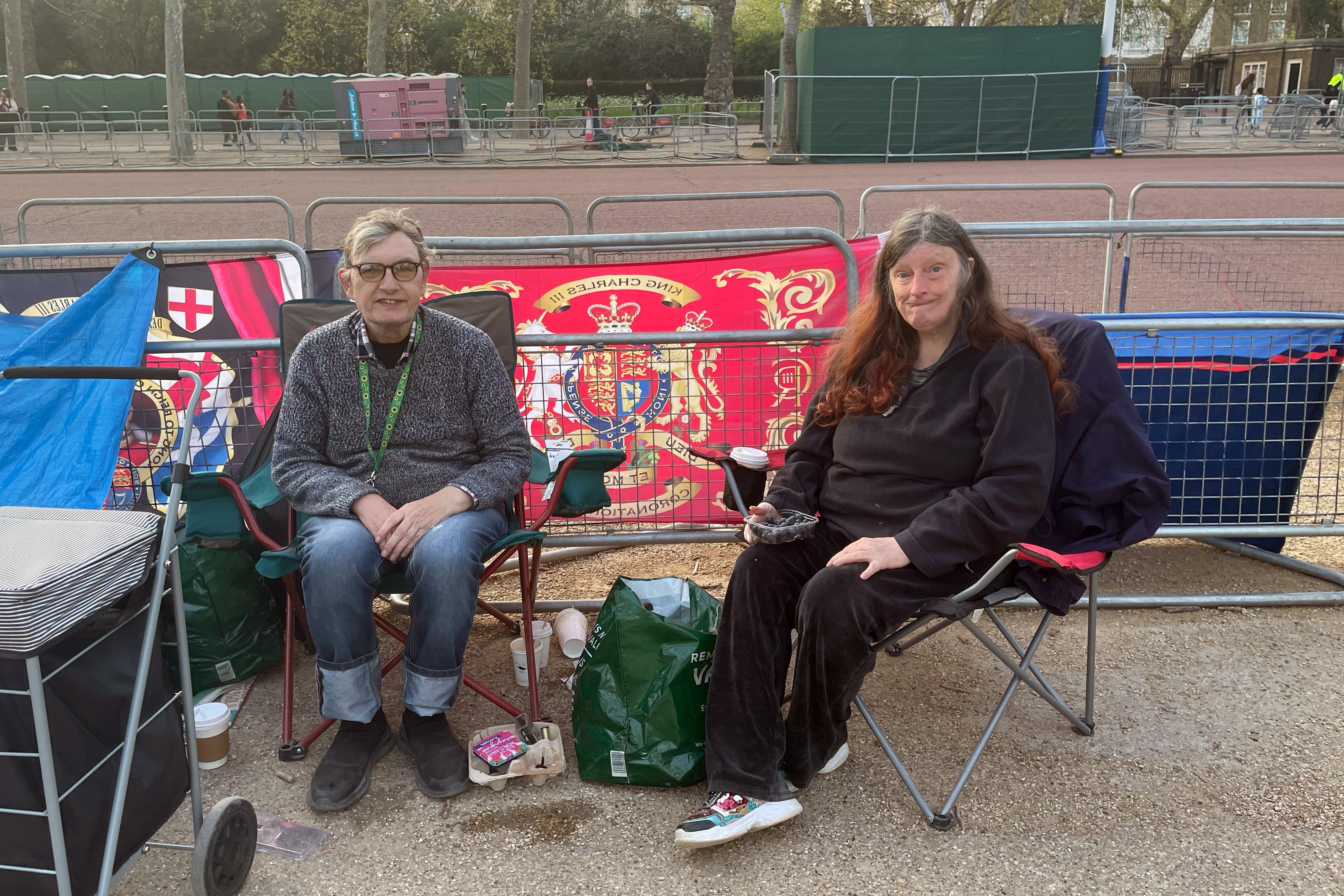 Sky London and Carol Foster are camping out on the Mall (Luke O’Reilly/PA)