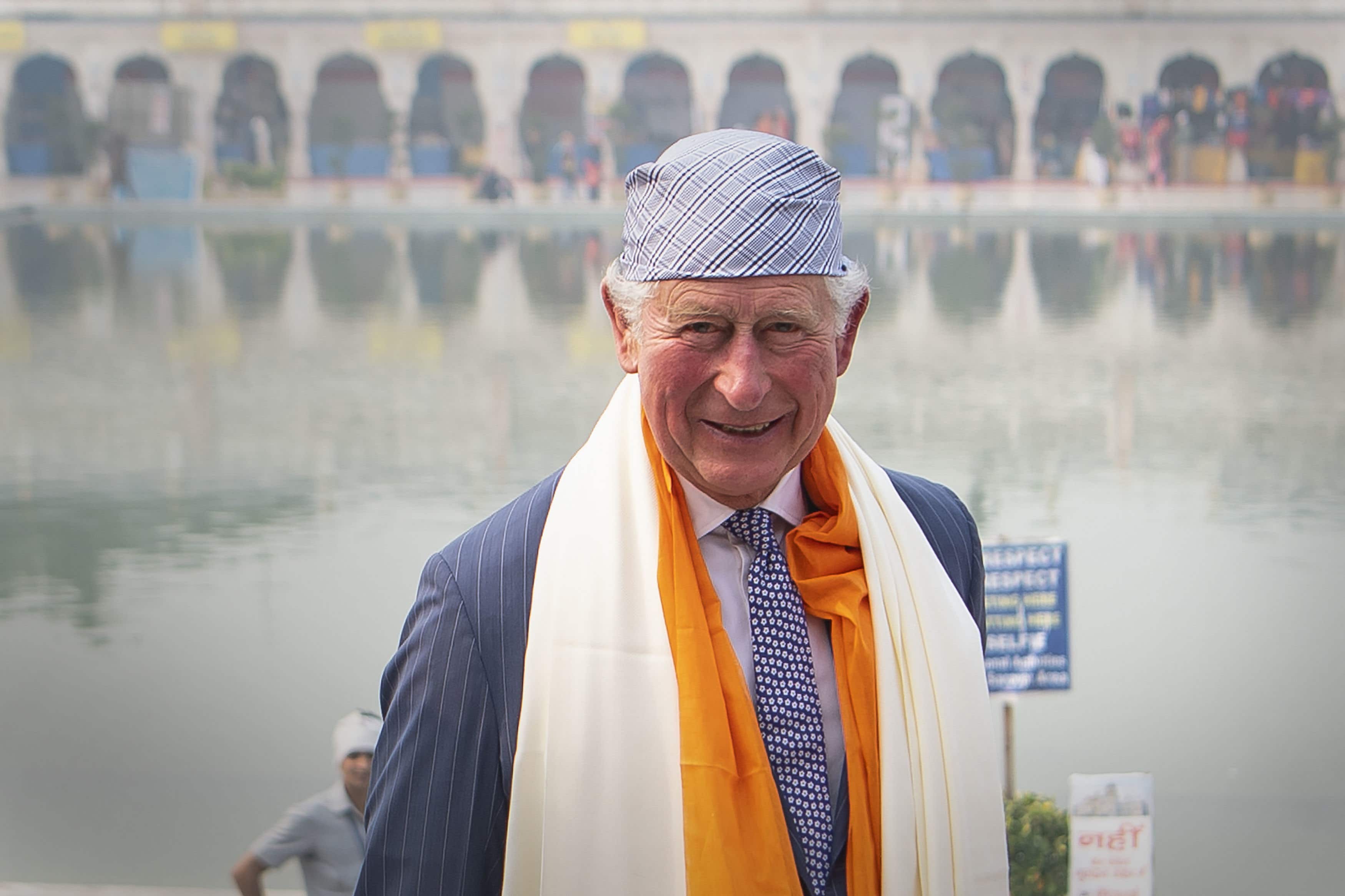 Charles visited the Bangla Sahib Gurdwara Sikh Temple in New Delhi, India (PA)
