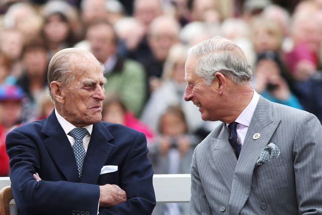 Philip and Charles during a visit to Poundbury (Andrew Matthews/PA)