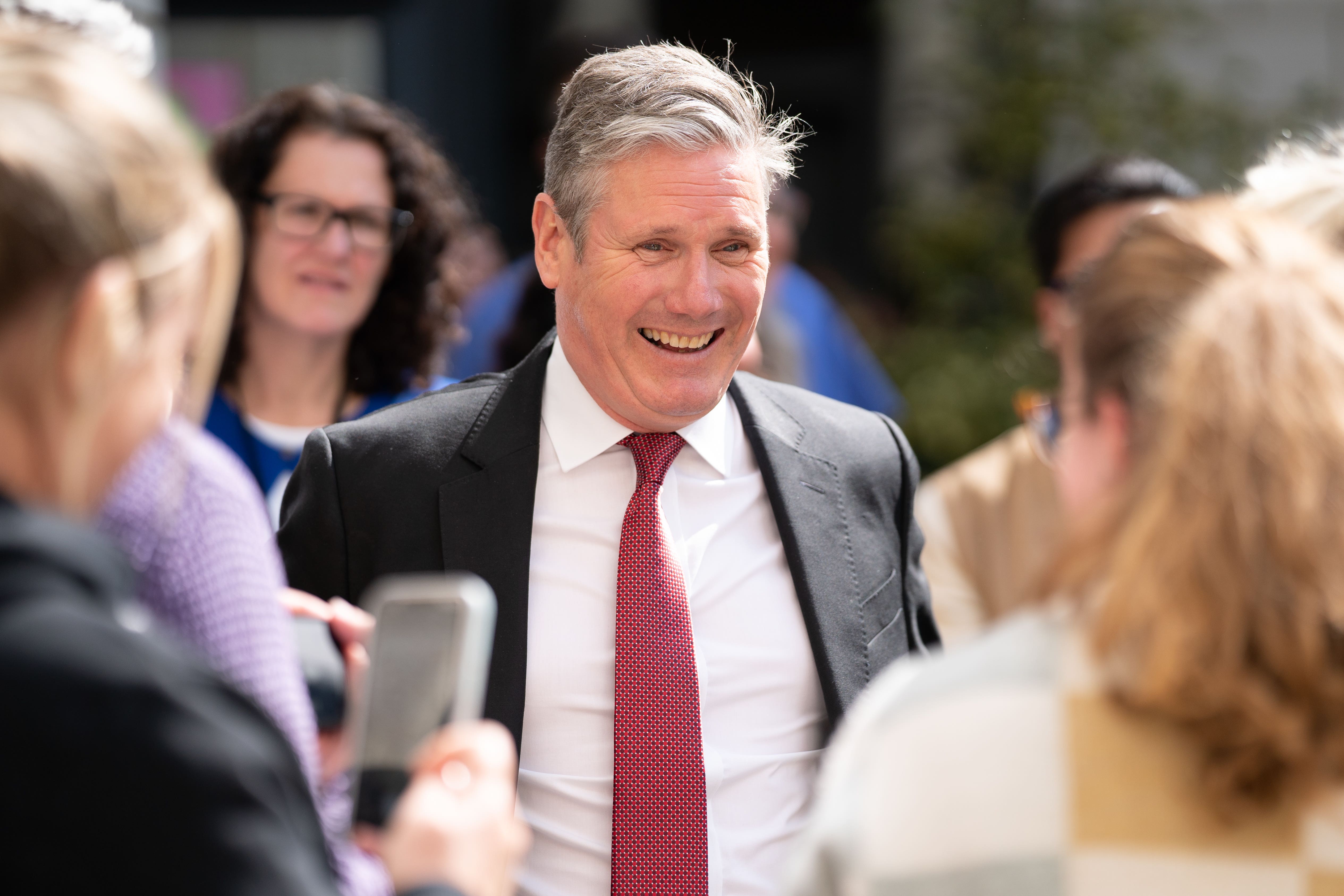 Labour leader Keir Starmer meets staff at Health Sciences Clinical Simulation Unit in North Yorkshire where along with shadow health secretary, Wes Streeting, he met training paramedics and talked to staff about Labour?s health plans. Picture date: Tuesday April 18, 2023.