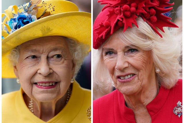 <p>Queen Elizabeth II and Queen Consort Camilla  </p>