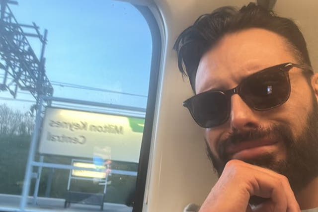 <p>Rylan on the train from Euston</p>
