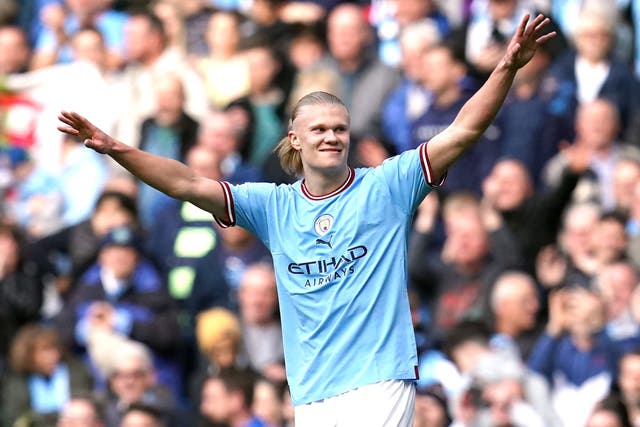Manchester City’s Erling Haaland has scored 50 goals this season (PA)