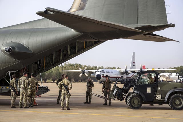 A plane being unloaded at Wadi Saeedna airport in Khartoum, in Sudan (Ministry of Defence/PA)