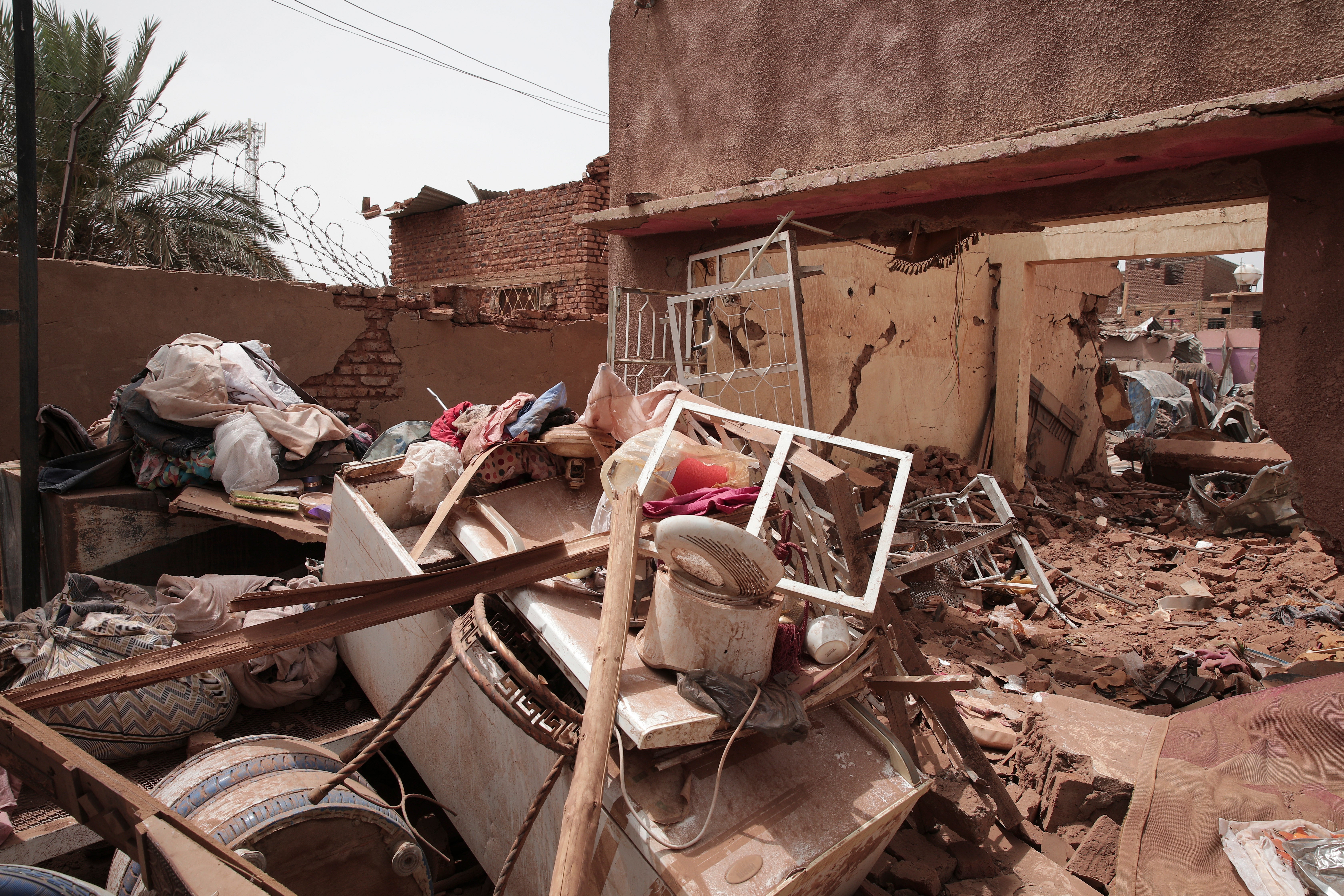 A wreckage during the violence in Sudan