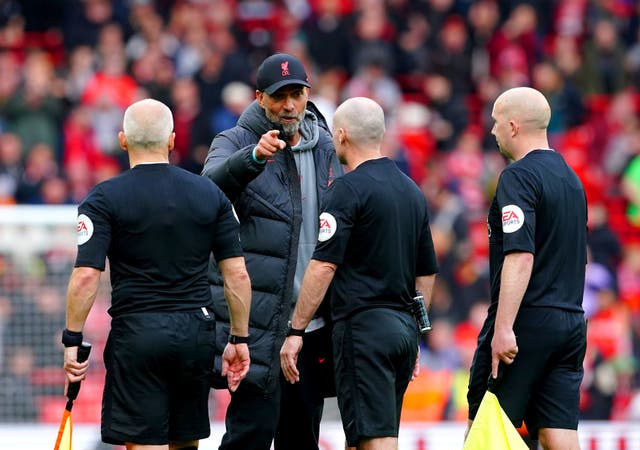 <p>Jurgen Klopp was furious with the referee Paul Tierney</p>