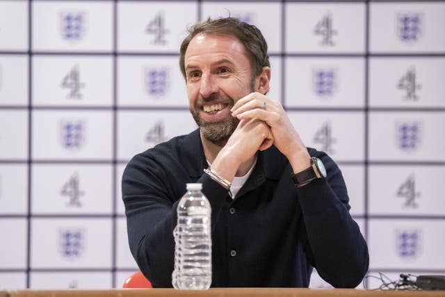 Gareth Southgate during a mock press conference at Lawnswood School, Leeds (Danny Lawson/PA)