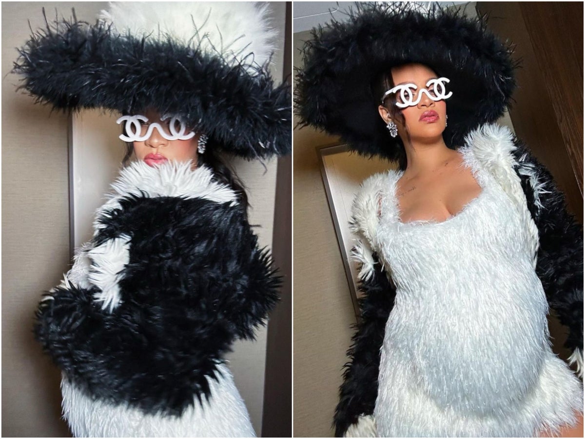 Rihanna Dons Furry Black & White Chanel Ahead Of Met Gala