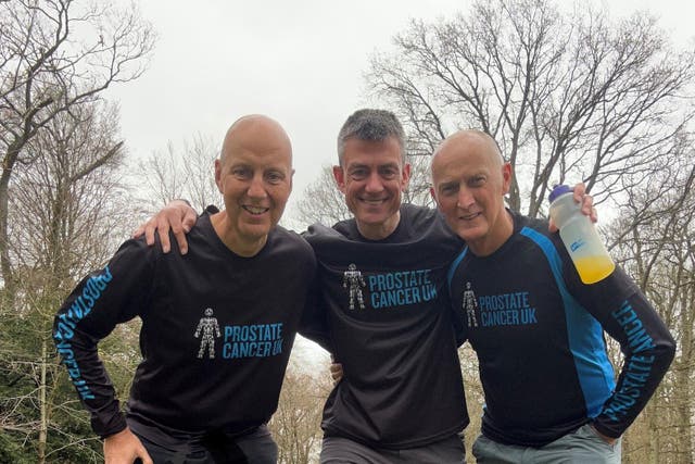 Kevin Webber (left), Ian Tetsill (middle) and Paul Dennington (right) all live with prostate cancer (Kevin Webber/PA)