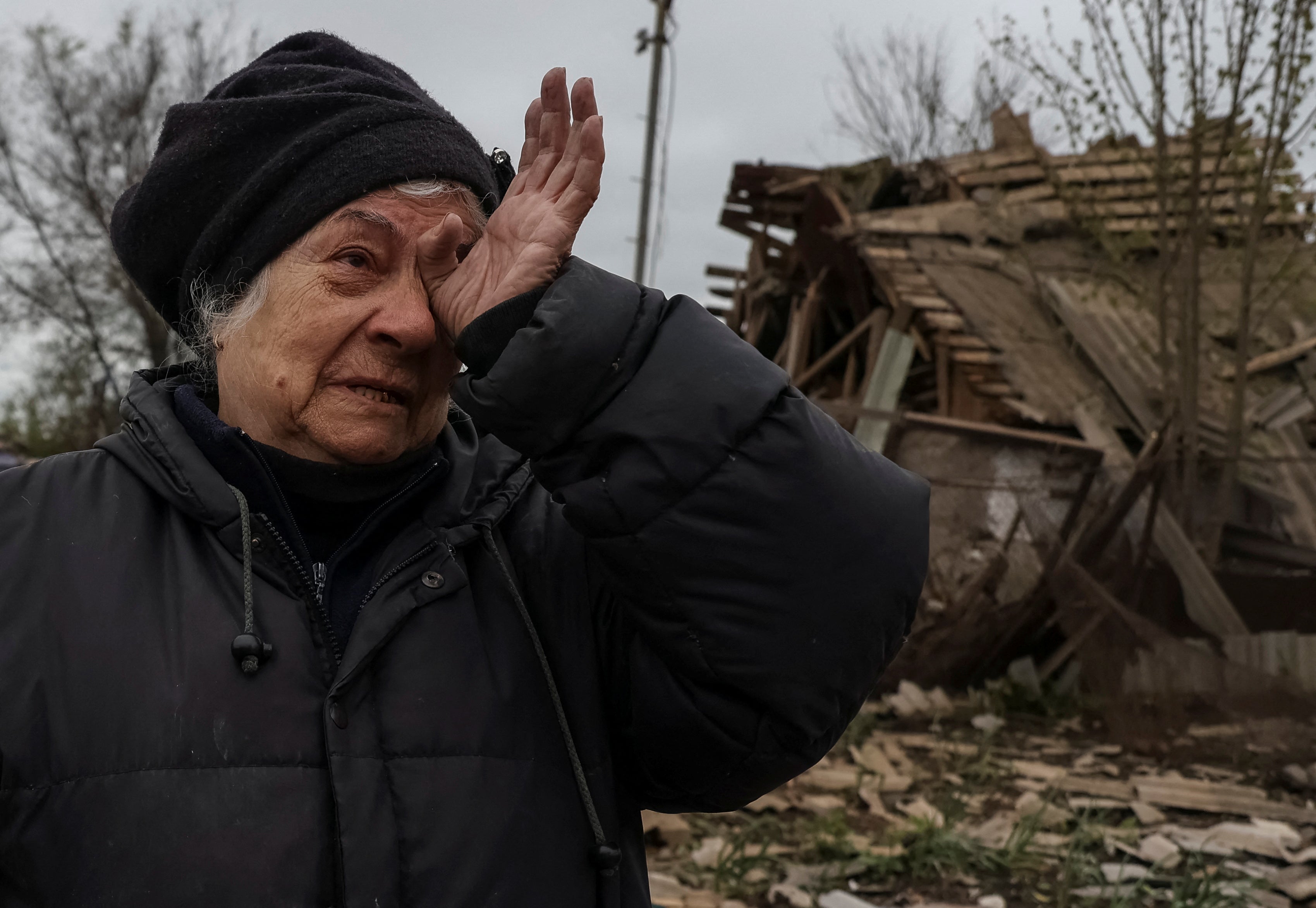 Liubov Vasylieva, 77, after her house was hit by a Russian military strike in the town of Pavlohrad