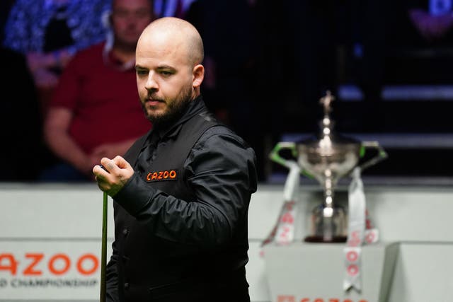<p>Luca Brecel needs just three more frames for victory </p>