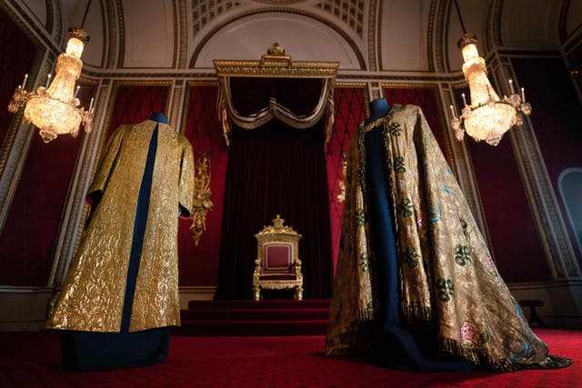 The Coronation Vestments, comprising of the Supertunica (left) and the Imperial Mantle (right) (Victoria Jones/PA)
