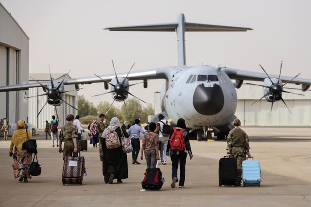 The UK has repatriated close to 2,200 Britons from Sudan, according to Government figures (PO Phot Arron Hoare/PA)