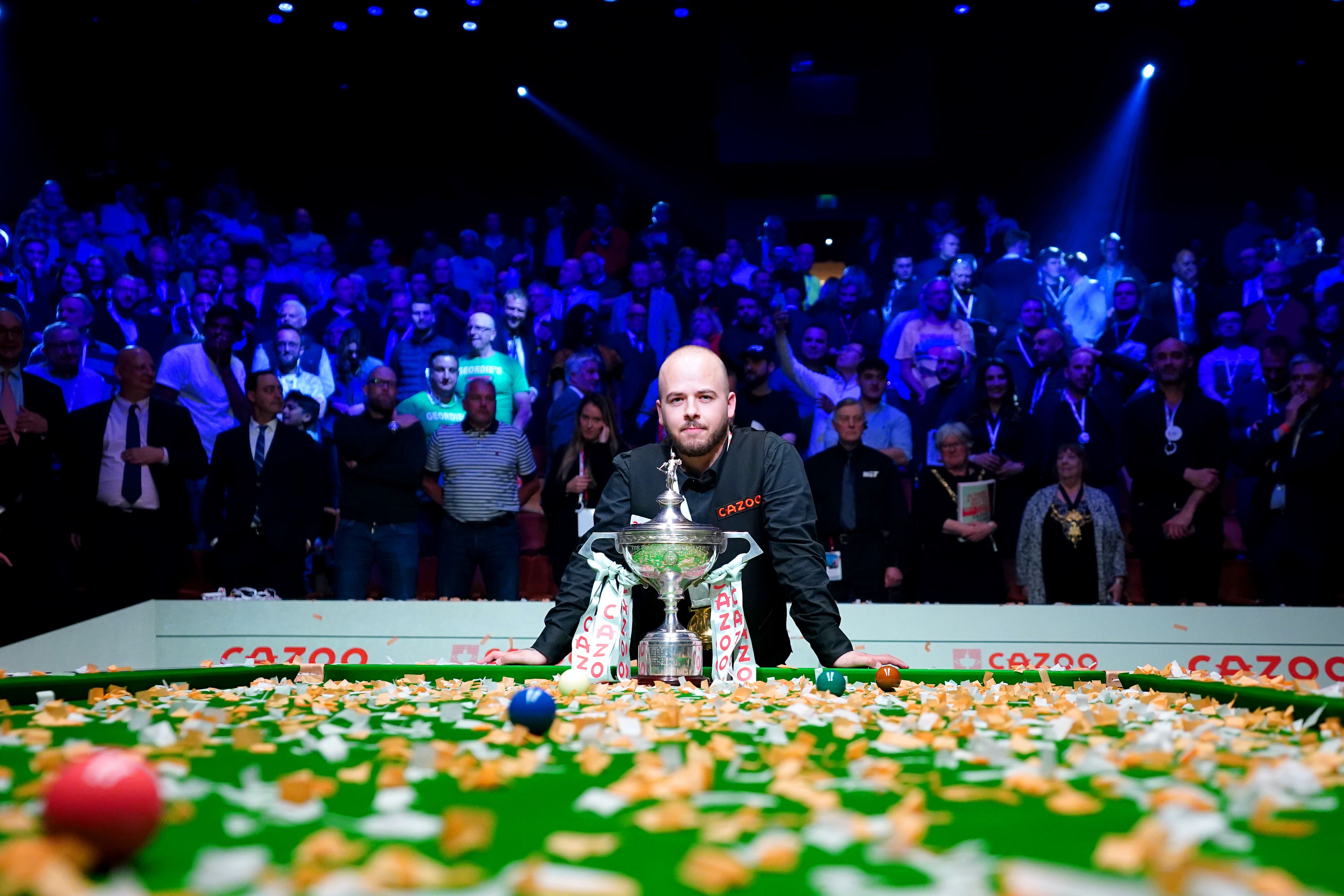 Luca Brecel won the World Snooker Championship title in Sheffield (Zac Goodwin/PA)