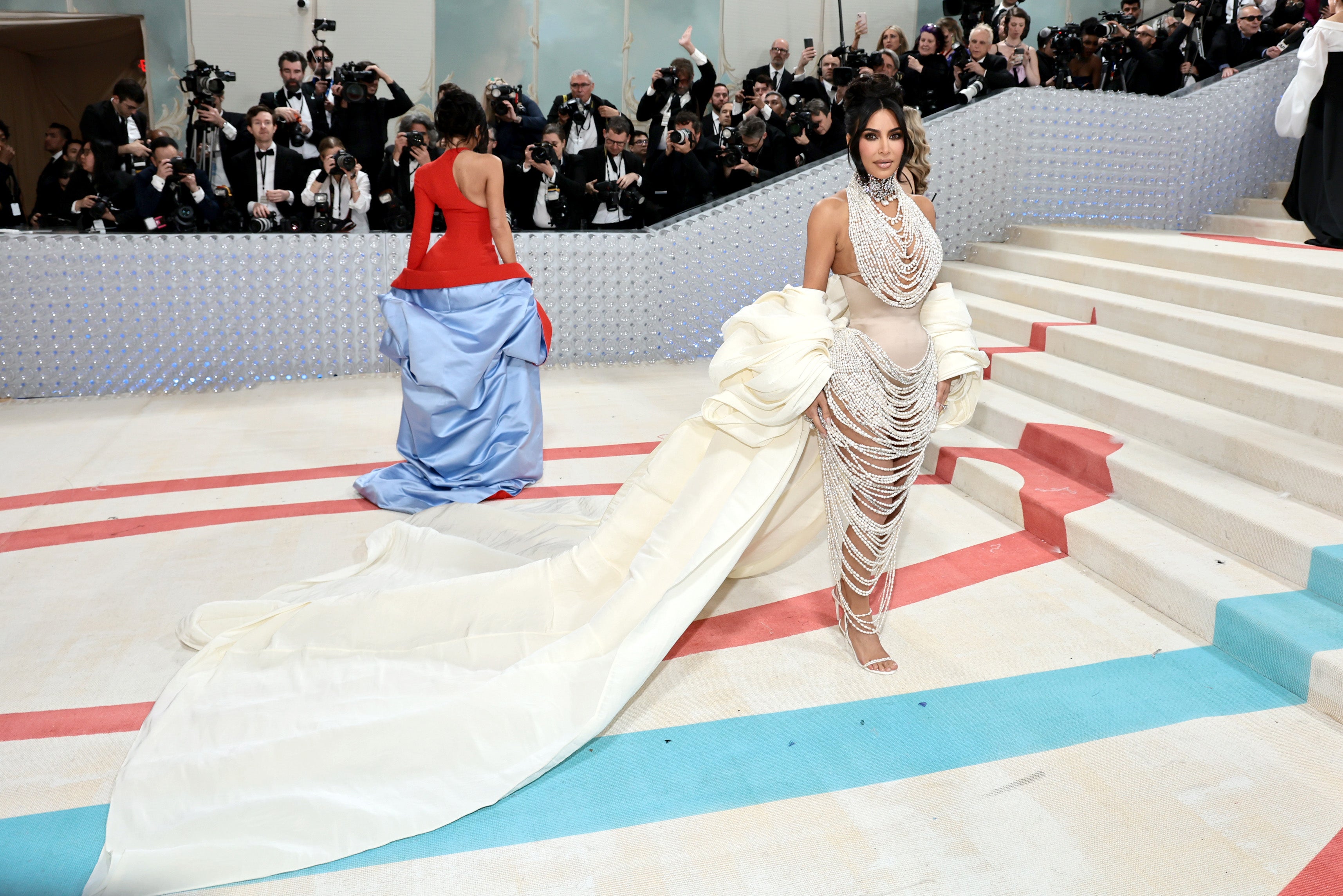 Kim Kardashian attends the 2023 Met Gala in Schiaparelli