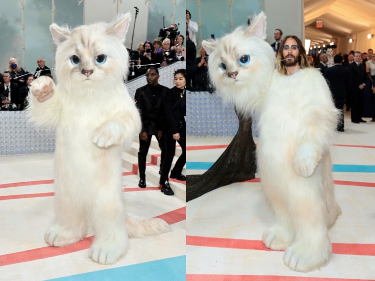 Jared Leto amuses Met Gala viewers with interpretation of Karl Lagerfeld’s cat