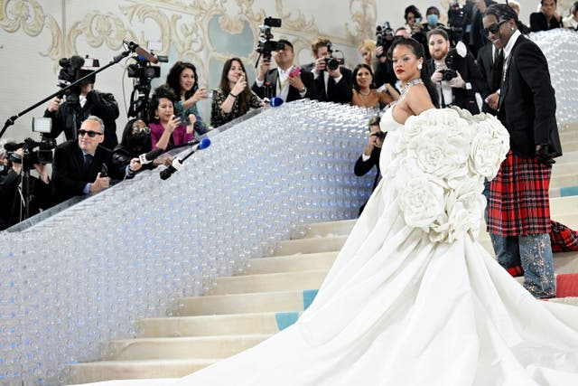 Rihanna wore an outfit inspired by the Chanel bride to the Met Gala (Evan Agostini/AP)