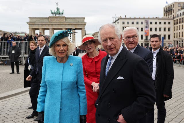 Camilla and Charles embarked on their first state visit as King and Queen Consort in Germany (Adrian Dennis/PA)