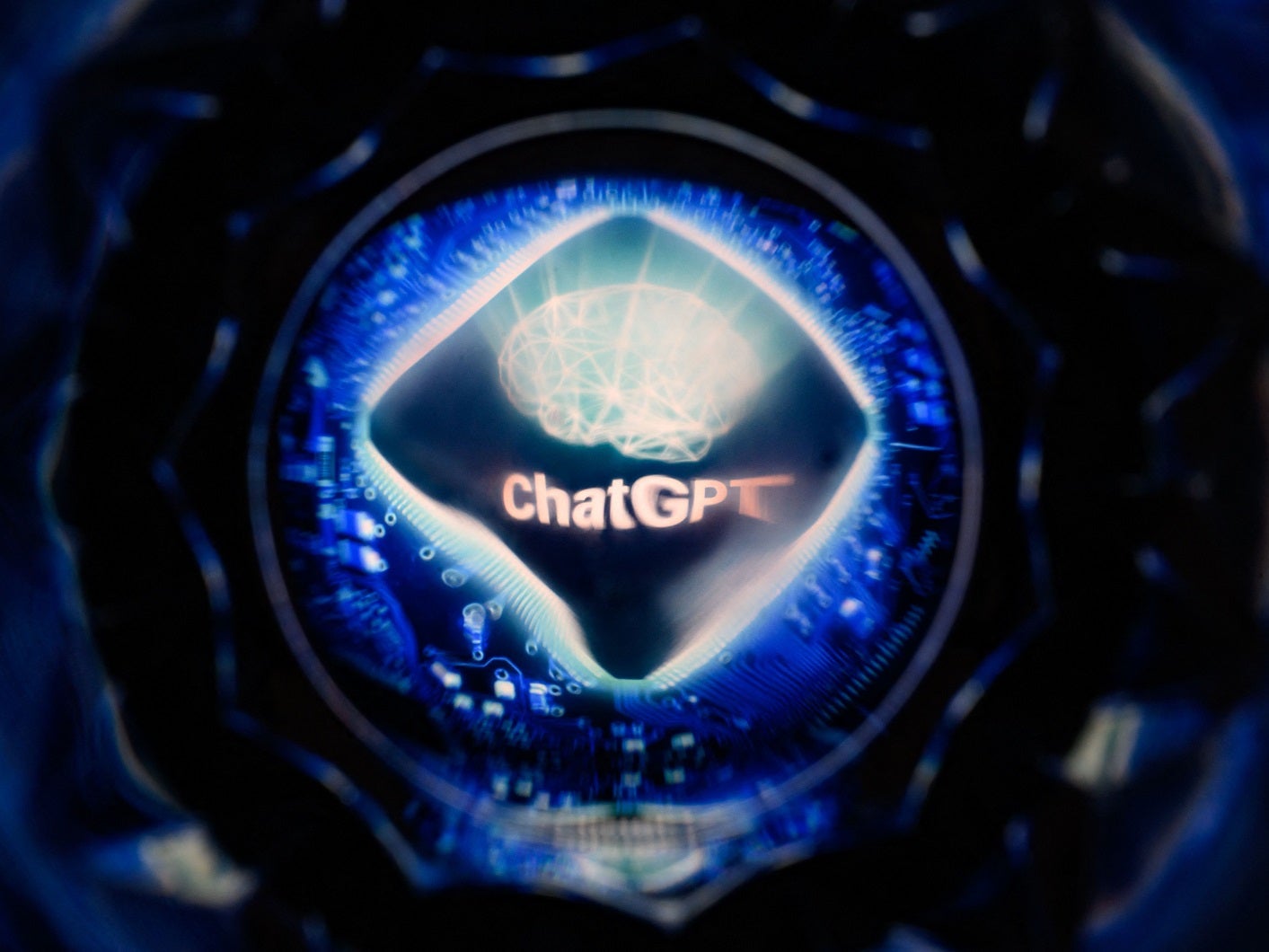 <p>A screen displaying the logo of ChatGPT, the conversational artificial intelligence software application developed by OpenAI, taken on 26 April, 2023 in Toulouse, southwestern France</p>