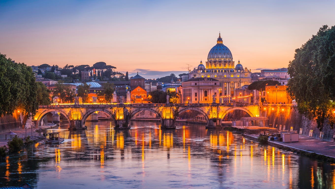 The River Tiber with Rome’s landmarks lit up