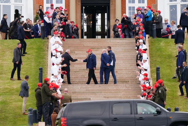 <p>Former US president Donald Trump at Turnberry golf course (Jane Barlow/PA)</p>