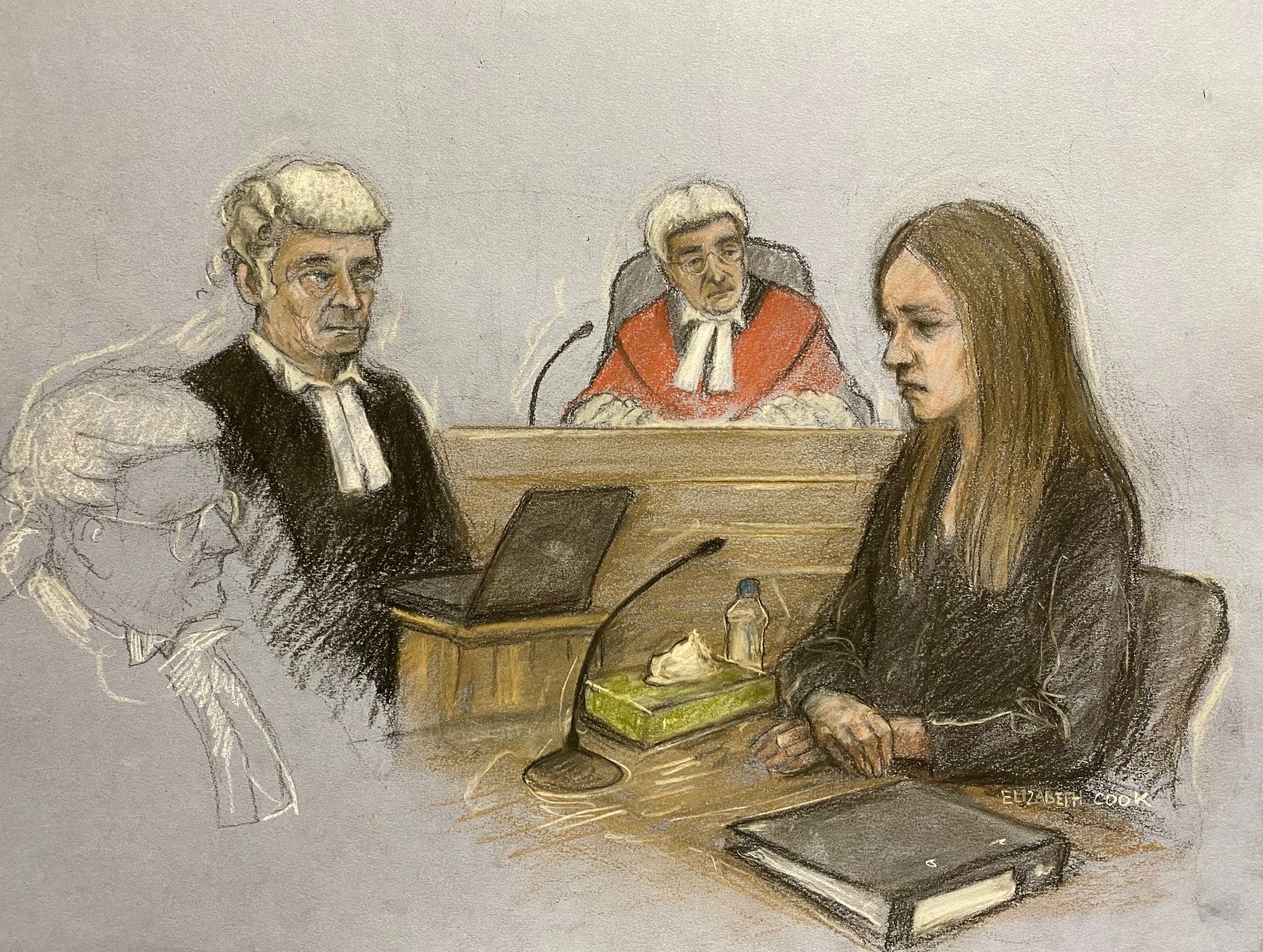 Lucy Letby being questioned in the dock during her murder trial
