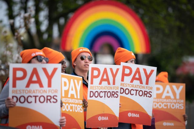 Striking NHS junior doctors on the picket line