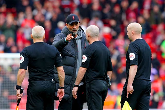 Liverpool manager Jurgen Klopp expects to be punished for his comments about referee Paul Tierney (Peter Byrne/PA)