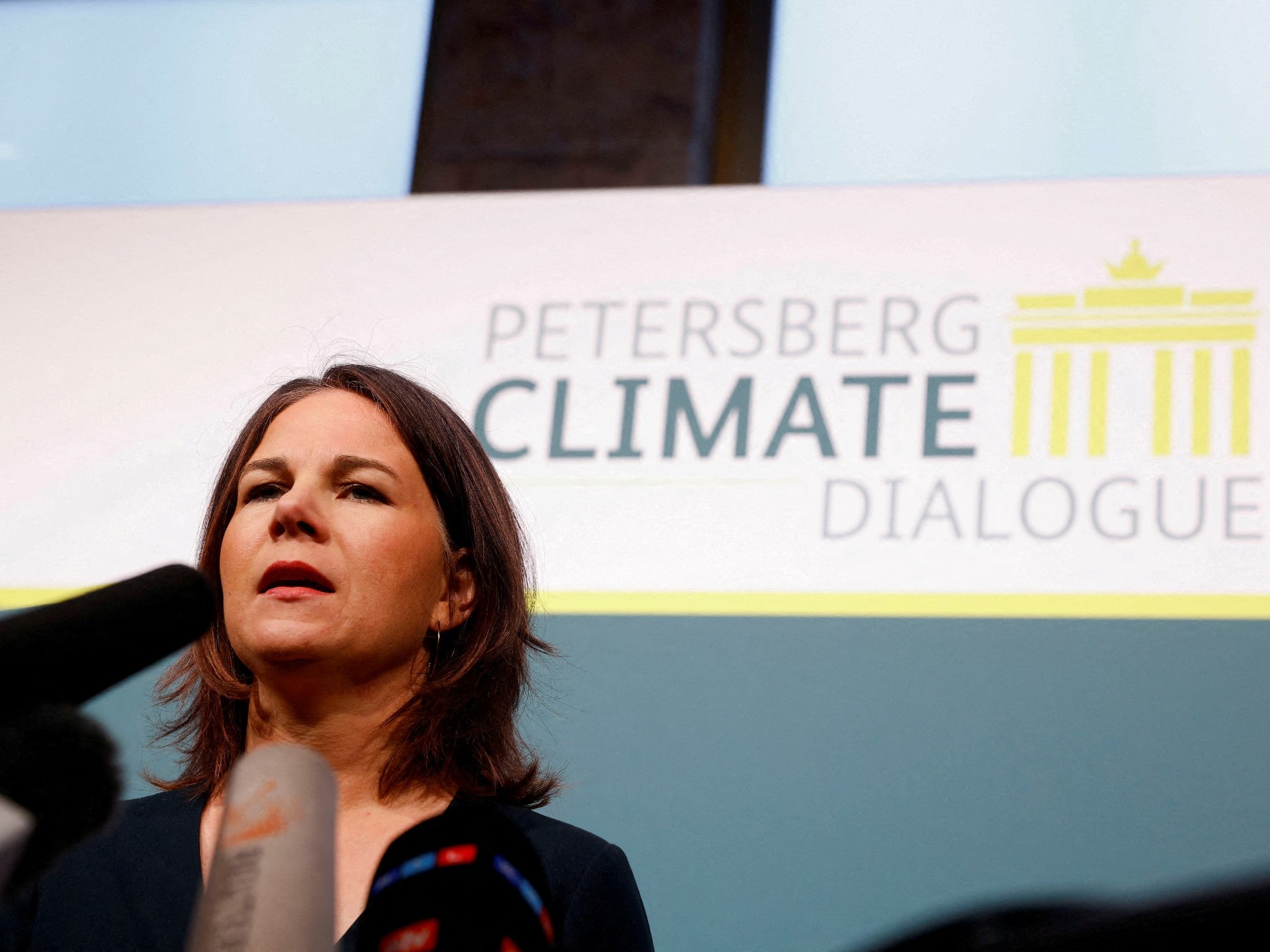 Germany’s foreign minister, Annalena Baerbock, attends the Petersberg Climate Dialogue in Berlin