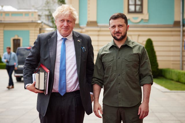 Boris Johnson with Ukrainian President Volodymyr Zelensky (Ukrainian Presidential Press Office of Ukrainian/PA)