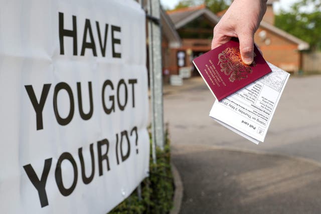 Voters must present ID when casting their ballots at the local elections (Andrew Matthews/PA)