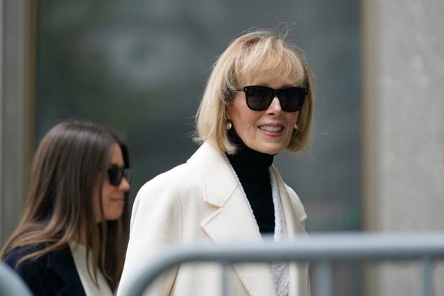 <p>E Jean Carroll arriving at the federal court in lower Manhattan </p>
