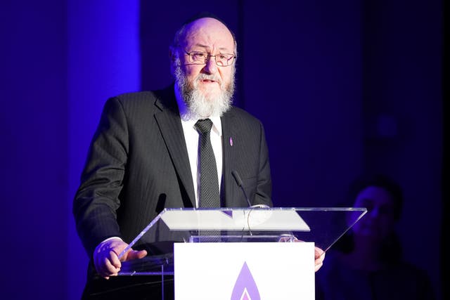 File image of Chief Rabbi Sir Ephraim Mirvis KBE, speaking at a commemorative ceremony at St John’s Smith Square in London ahead of Holocaust Memorial Day. Picture date: Wednesday January 25, 2023.